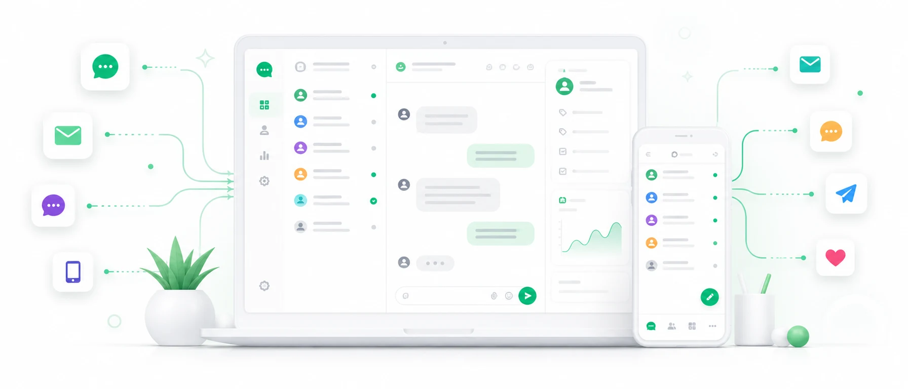 Chataptor inbox dashboard with customer messages from website chat, email and social channels in one place
