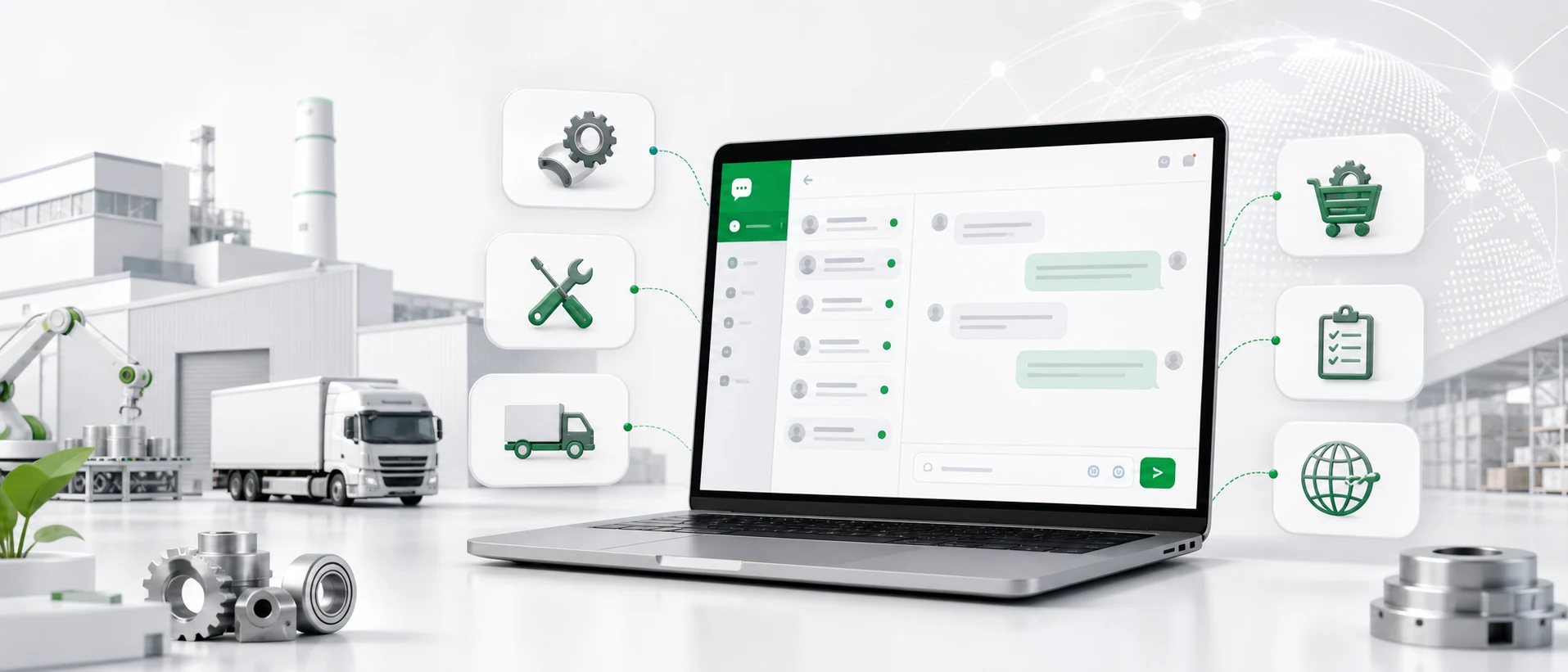 Live chat and omnichannel inbox for handling international B2B enquiries in a manufacturing company