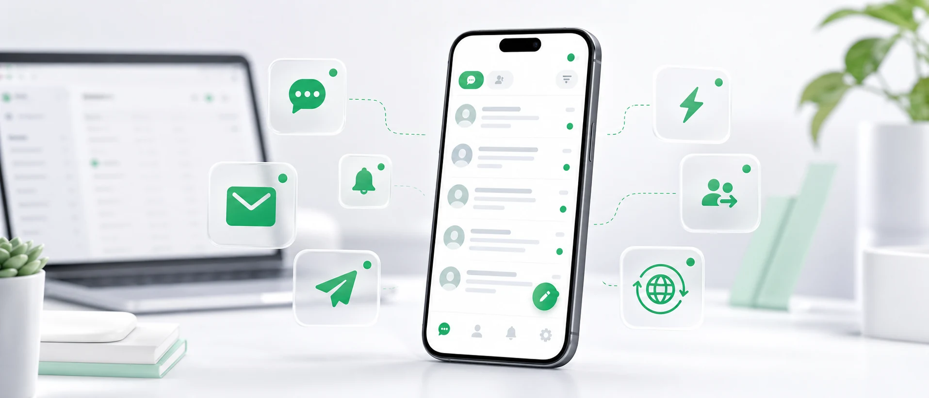 Mobile customer support app with notifications and customer messages from several channels